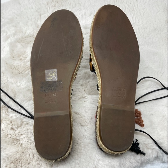 Schutz Espadrille Leopard Calf Hair Lace Up Tassel Boho Flats Size 9B - Picture 8 of 8